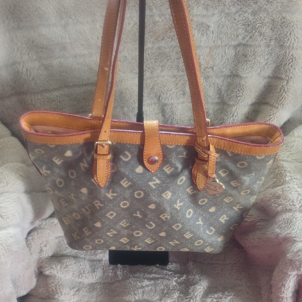 Dooney & Bourke Monogrammed Gray and Tan Tote